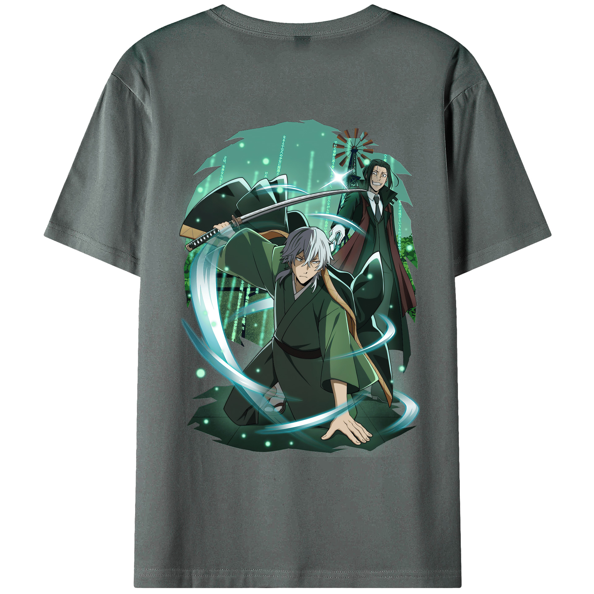 （画像用） 文豪ストレイドッグス Bungo Stray Dogs 綿100％ メンズ半袖Tシャツ（バックプリント） 通気性